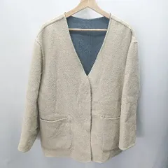 ■ LOWRYS FARM 長袖 ノーカラーコート サイズF ベージュ レディース E  【1406180085698】