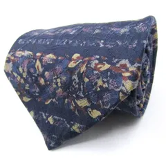 キミジマ ブランド ネクタイ シルク ボタニカル柄 総柄 メンズ ネイビー KIMIJIMA PARIS TOKYO 【中古】