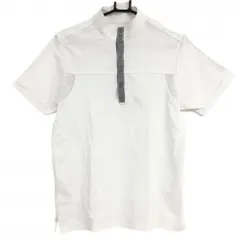 キャロウェイ 半袖ハイネックシャツ 白×グレー スナップボタン 一部メッシュ メンズ L ゴルフウェア Callaway