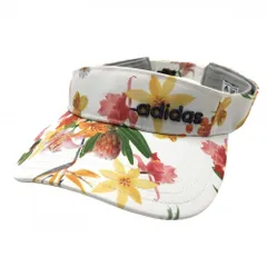 【美品】アディダス サンバイザー 白×マルチカラー 花柄  フリー(56-58cm)  ゴルフウェア adidas