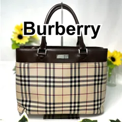BURBERRY　バーバリー　ハンドバッグ　ノバチェック　キャンバス　ベージュ　ブラウン