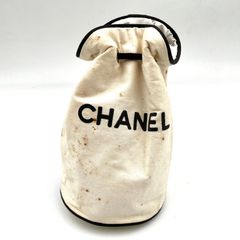 CHANEL　シャネル　プールバッグ　アイボリー　キャンバス　白　ホワイト　巾着　レディース　メンズ