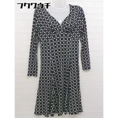 ◇ TALBOTS タルボット 総柄 長袖 ミニ ワンピース サイズS ブラック ホワイト系 レディース  【中古】 【1106290003840】