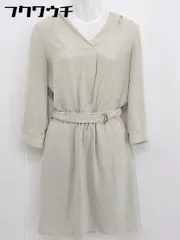◇ YECCA VECCA イェッカ ヴェッカ ウエストベルト Vネック 長袖 膝丈 ワンピース サイズF ライトベージュ レディース 【中古】 【1105200008845】
