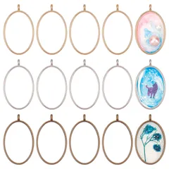 【特価商品】アクセサリー ネックレス パーツ ジュエリー 素材 ハンドメイド DIY デコレーション 手芸 手作り 楕円形レジン空枠 楕円形レジンフレーム 24x39mm 空枠 楕円形レジン枠 30個3色 OLYCRAFTのサムネイル