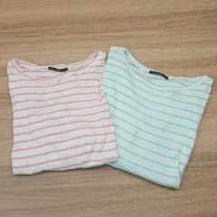 ◇ 《 Kastane まとめ売り2点セット サイズF ボーダー ストライプ ラウンドネック 肩空き Tシャツ レディース 》 E  【1310130016345】