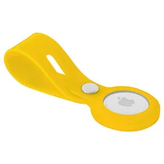 AirTag airtag エアタグ ケース シリコン ループ 耐衝撃 軽量型 保護 携帯 紛失防止 落下防止 キーホルダー キーリング (Yellow)