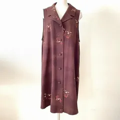 #anc シセンドウ 詩仙堂 ヒトシタムラ HITOSHI TAMURA ベスト ジレ 茶 ロング ちりめん 柄 レディース [929467]