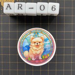 방수 스티커 포메라니안 스테인드 글라스 풍 개 AR-6