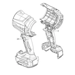 マキタ makita 40Vmax 充電式エアダスタ AS001GZ 用 ハウジングセット品 183U25-6 部品 修理 パーツ ブロワ― ブロア 吹飛 大工 建築 建設のサムネイル