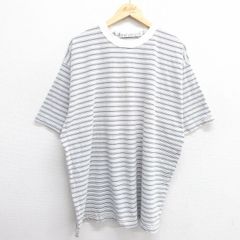 XL/古着 半袖 ビンテージ Tシャツ メンズ 00s 鹿の子 コットン クルーネック 白他 ホワイト ボーダー 25may21 中古