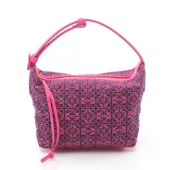 ロエベ LOEWE ハンドバッグ アナグラム キュービィバッグ スモール ネオンピンク キャンバス レザー アナグラムキュービィバッグ レディース Used A