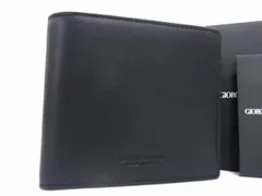 ■新品■未使用■ GIORGIO ARMANI ジョルジオアルマーニ レザー 二つ折り 財布 ウォレット ブラック系 AY8222のサムネイル