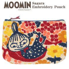 ムーミン(MOOMIN) サガラ刺繍 ポーチ リトルミイ 花畑で(レッド) サイズ(約)28×18×4cm