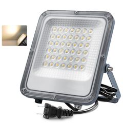 【新着商品】長持ち LED作業灯 超軽量 超薄 均一光照明 ワイド配光 明るさ向上 2mコード付 超ハイパワー 屋外 眩暈防止 温かみのある電球色3000K 3900lm 1個 高輝度 300W相当 30Ｗ LED投光器