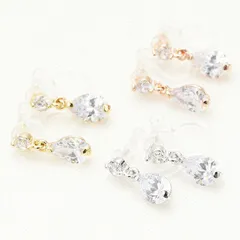 イヤリング レディース ノンホールピアス 樹脂オメガ ノンアレルギー ドロップ しずく フリンジ ストーン 繊細 デイリー メール便 送料無料 秋冬 大人気