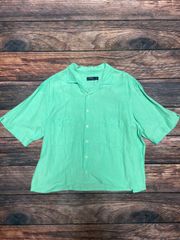 【Original Remake Ralph Lauren】ポロラルフローレン　オープンカラーシャツ　リネンシルク開襟シャツ　ミントグリーン