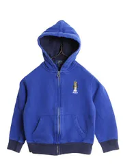【お得なクーポン配布中!】 ポロベア ポロ ラルフローレン フルジップ スウェット フード パーカー キッズ 5 110cm 程 古着 子供 ワンポイント 裏起毛 ツートン 青 紺