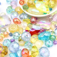 【在庫処分】ミックス 大小 ティアードロップ 大きめ ファセットカット アソート たくさん 詰め合わせセット ハンドメイド きらきらビーズ アクセサリー 宝石みたいな きれいめ 500個以上 キュート 大容量 アクリルビーズ【森の雑貨屋さん】