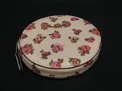 ■美品■ COACH コーチ 66684 PVC フラワー 花柄 コインケース コインパース ポーチ 小銭入れ アイボリー系×ピンク系 DG8906