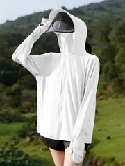 UV パーカー 冷感 -7℃ レディース 長袖 ラッシュガード 遮光 つば UVカット アウター 2タイプ  通気口 指穴 取り外し サンバイザー 日焼け防止服 大きいサイズ トップス 体型カバー 薄