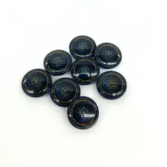 【特価】手芸　ボタン　青・ゴールド　約15mm　8個まとめ売り※