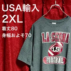 USA輸入 アメリカ古着 地名T スーベニアTシャツ チャコールグレー 2XL 大きいサイズ アメフト アメリカンフットボール LA SERNA ラ・セルナ アメカジ 3段プリント