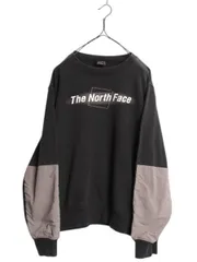 【お得なクーポン配布中!】 ノースフェイス プリント スウェット メンズ L / 古着 The North Face ナイロン 切替 裏起毛 アウトドア トレーナー グラフィック ブラック