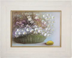 メルカリ 絵画絵額付き (銀）油絵uF6-110302花