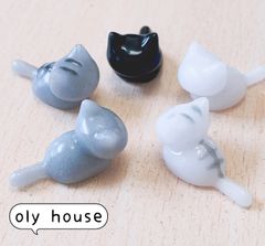 おすわり猫シリーズ　モノトーン5匹セット　レジン　デコパーツ