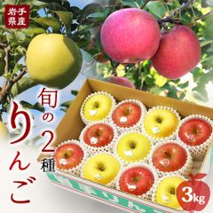 岩手県産 産地直送 りんご 食べ比べ サンふじ シナノゴールド 3kg 送料無料 果物