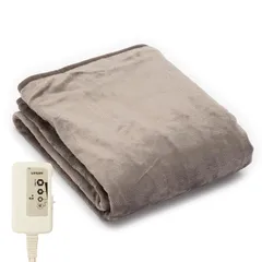 【新品】 ライフジョイ 電気ひざ掛け 日本製 グレー 140cm×80cm 電気毛布 洗える 両面フランネル ブランケット ふわふわ あったか JPN141HFZ 1