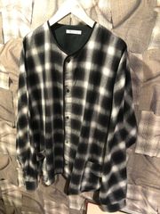 CATTA カッタ SIDE POCKET DOLMAN SHIRT - OMBRE CHECK チェック サイズL ブラック　FK