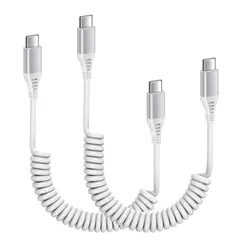 Viviber pdケーブル タイプc コイルケーブル usbケーブル カール type-c 車用 充電ケーブル 20W/PD急速充電対応 伸縮自由（0.3Mから1.8Mまで) 2本セット 車 携帯