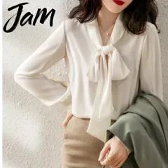 【新品】ボウタイリボンブラウス　ボウタイ　リボン　長袖ブラウス　ホワイト　オフィス　フォーマル　通勤　綺麗め　大人女子