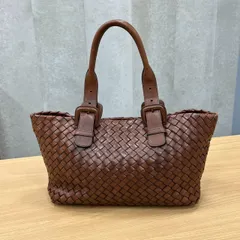 サザビー　トートバッグ　ブラウン　編み込みレザー　中古　SAZABY　MAR0003