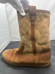 シャネル★CC ココマーク★スエードムートンブーツ★ブラウン/36.5/23.5 CHANEL - シャネル ムートン レザー ショートブーツ ブーティ