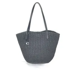 極美品 COACH コーチ ラージトート かごバッグ カゴバッグ ストロー COACH - COACH カゴバッグ ストローバッグ コーチ ラージトート