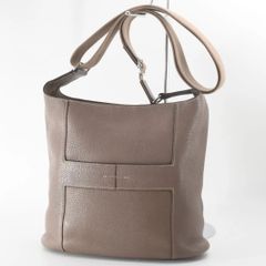 HERMES エルメス グッドニュース ショルダーバッグ エトゥープ トリヨン レザー キャンバス シルバー金具 レディース メンズ 【期間限定販売】（248）