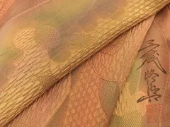 平和屋着物＃増尾修興　道行コート　ロング丈　ふくれ織　草花間道　暈し染め　正絹　逸品　BAAU4685gt