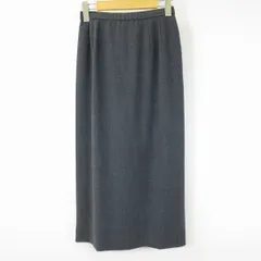 #a レリアン Leilian スカート ロング タイト 7 グレー 無地 ウール混 日本製 レディース [963125] k01