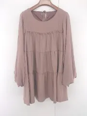 ◇ NICE CLAUP 可愛い ボリュームスリーブ ティアード 長袖 ミニ ワンピース サイズF ピンクベージュ系 レディース E  【中古】 【1305250010960】