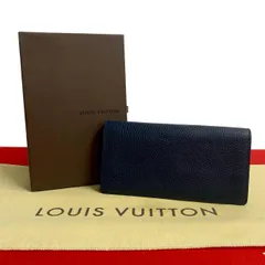 未使用保管品 箱付き LOUIS VUITTON ルイヴィトン ポルトフォイユ ブラザ トリヨン レザー 本革 二つ折り 長財布 ネイビー 39999