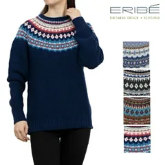 ERIBE エリベ レディース ニット セーター ノルディック クルーネック アルパインカーディガン メリノウール  フェアアイルヨークパターン P3987 プレゼントのサムネイル