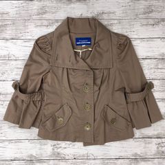【36(S目安)】BURBERRY BLUE LABEL バーバリー ブルーレーベル ライトアウター/ハーフ ショート トレンチ コート/綿97% ポリウレタン3%/ブラウン系/FC527-188-56/ 服飾 (72-2025-0623-KO-001)