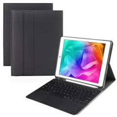 【特価商品】iPad9.7 キーボードケース 手帳型 iPad6/iPad5/iPad Pro9.7/iPad Air2/iPad Air 兼用Bluetoothキーボードカバー 脱着式 タッチパッド搭載 スタンド機能 ペンシル収納 薄型 全面保護 (ブラック