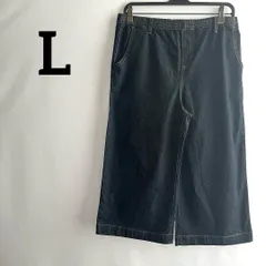 Lサイズ　ゆったりデニムパンツ　ワイド　ウエストゴム　ジーンズ　ブルー　青