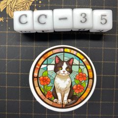 방수 스티커 고양이 스테인드 글라스 스타일 일러스트 멋진 CC-35