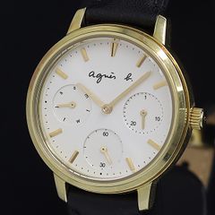 稼働 agnes b. VD75-KGZ0 白文字盤 ボーイズ ピンクゴールド針 - メルカリ