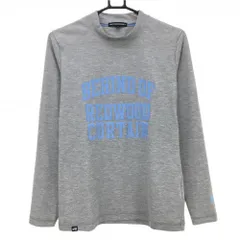 【超美品】ロサーセン 長袖ハイネックシャツ グレー×ライトブルー プリント バックロゴ刺しゅう メンズ M ゴルフウェア Rosasen